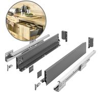 GTV Système de tiroirs AXIS PRO - Garniture de tiroirs avec extension complète et amortissement intégré - Anthracite - Charge maximale : 40 kg - Fermeture douce - Accès libre - Largeur : 550 mm