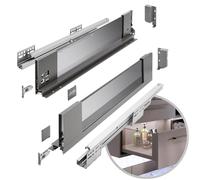GTV - Système de tiroirs AXIS PRO | Tiroir avec côtés en verre | Tiroir | Système de tiroirs | Hauteur : 116 mm Longueur : 350 mm | Anthracite avec verre fumé