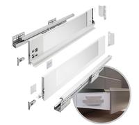 GTV - Système de tiroirs AXIS PRO | Tiroir avec côtés en verre | Tiroir | Système de tiroirs | Hauteur : 116 mm Longueur : 500 mm | Blanc avec verre laiteux