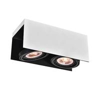 GTV VERSO Spot de plafond double ES111 - Aluminium Blanc/Noir, 2×GU10, IP20, Orientable, 31×14×13cm, Montage en surface, Lumière d'accentuation pour salon, cuisine et couloir, éclairage intérieur