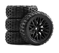 GTVNPOA RC Caoutchouc Pneus Compatible avec Arrma pour Typhon pour Grom 1/18 RC Voiture Mise À Niveau Pièces De Rechange Accessoires 67mm Pneu en Caoutchouc 12mm Hex(Black)