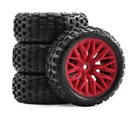 GTVNPOA RC Caoutchouc Pneus Compatible avec Arrma pour Typhon pour Grom 1/18 RC Voiture Mise À Niveau Pièces De Rechange Accessoires 67mm Pneu en Caoutchouc 12mm Hex(Red)