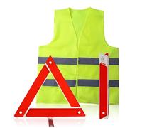 Gtwinsone Triangle et Gilet Jaune pour Voiture Pliable Gilet Triangle Voiture Kit Securite Voiture Réfléchissant Kit Gilet Jaune et Triangle de Signalisation pour Voiture Moto Gilet de Sécurité ECE