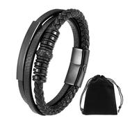 GTYHH 1 Bracelet Multicouche Et 1 Sac De Rangement, Bracelet en Cuir PU, Bracelet De Personnalité À La Mode, Bracelet pour Hommes