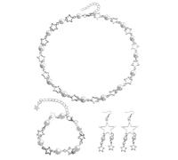 GTYHH 1 Collier, 1 Bracelet Et 1 Paire De Boucles d'oreilles, Bijoux Élément Étoile, Bijoux Y2K, Bijoux Punk, Bijoux Femme