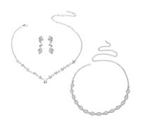 GTYHH 1 Collier en Strass Argenté À Taille Fine, 1 Collier en Zircon Et 1 Paire De Boucles d'oreilles, Ceinture De Robe À La Mode, Collier Élé À Pampilles, Bijoux Brillants pour Femmes.