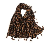 GTYHH 1 Écharpe À Imprimé Léopard Marron, Écharpe Douce Avec Pompons, Écharpe Chaude Pour Femme, Écharpe En Soie Multifonctionnelle, Écharpe Longue, Accessoires Vestimentaires