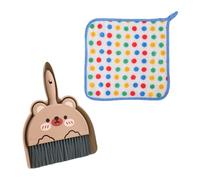 GTYHH 1 Ensemble Balai Ours, 1 Chiffon, Mini Pelle À Poussière Et Balai À Main, Balai De Table avec Pelle, Ensemble Balai Et Pelle pour Petits Animaux