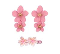 GTYHH 1 Paire De Boucles d'oreilles À Fleurs Double Couche Et 1 Paire D'Épingles À Cheveux, Style Bohème, Boucles d'oreilles Élées, Boucles d'oreilles Longues en Trois Dimensions.