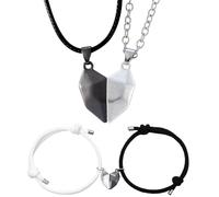 GTYHH 1 Paire De Colliers Et 1 Paire De Bracelets, Bijoux Pendentif en Forme De Coeur, Bijoux De Couple, Bijoux Magnétiques Créatifs, Bijoux Simples Et Polyvalents