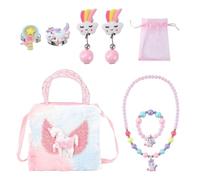 GTYHH 1 Petit Sac À Bandoulière En Peluche, 6 Bijoux Pour Enfants Et 1 Sac En Filet, Sac À Bandoulière Pour Filles, Joli Sac À Bandoulière, Sac À Main En Peluche