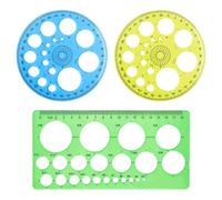 GTYHH 1 Règle Carrée Et 2 Règles Rondes, Accessoires De Gabarit De Dessin, Rapporteur, Outils De Dessin, Règle D'Outil De Mesure