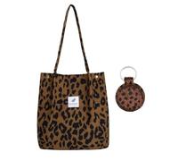 GTYHH 1 Sac Imprimé Léopard Et 1 Porte-Clés Imprimé Léopard, Sac Bandoulière En Velours Côtelé, Sac Bandoulière En Toile, Sac Pour Femme, Porte-Clés En Cuir Pu