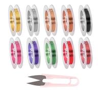 GTYHH 10 Pièces en Cuivre Et 1 Morceau De Ciseaux, Matériaux De Bricolage À Main, Fil De Perles, Accessoires De Bijoux, Production De Bijoux.