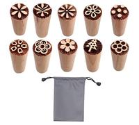 GTYHH 10 Tampons en Bois Et 1 Pochette De Rangement, Tampons Gravés, Tampons en Argile, Tampons Mignons, Tampons Scrapbooking