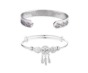 GTYHH 2 Bracelets en Forme De C en Acier Inoxydable De 10 Mm avec Forme De Vague, Ouverture Réglable, Adaptés comme Cadeau pour Les Petites-Filles en Vacances Et Anniversaires.