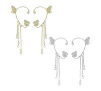 GTYHH 2 Paires De Pinces À Oreilles Papillon, Pinces À Clip Flash sans Lampe De Poche, Boucles d'oreilles Haao-Stones avec Brosses Suspendues, Cadeaux De Bijoux Adaptés Aux Filles, Titane