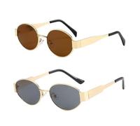 GTYHH 2 Pièces De Lunettes De Soleil Rétro Ovales, Lunettes De Soleil À La Mode pour Hommes Et Femmes, Accessoires De Plein Air Et De Tenue De Crème Solaire.