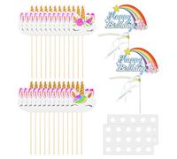 GTYHH 26 Pièces Rainbow Pony Card Insertion, Cartoon Cake Card Insertion, Mignon Anniversaire Startren-Plugin, Party Event Decoration.