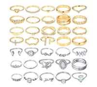 GTYHH 35 Pièces D'Anneaux, Éléments Spiraux d'amour Croisés, Accessoires Bohèmes, Anneaux Articulés Multicouches, Cadeaux d'anniversaire.