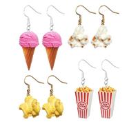 GTYHH 4 Paires De Boucles d'oreilles De Modélisation Alimentaire De Simulation, Boucles d'oreilles De Personnalité Amusantes, Décoration De Fête De Rue Alimentaire, Bijoux Créatifs pour Filles.