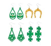 GTYHH 4 Paires De Boucles d'oreilles, Forme Série Trèfle, Boucles d'oreilles De Noël, Légères Et Faciles À Porter, Cadeaux De Bénédiction, Accessoires De Rencontres Et De Mariage.