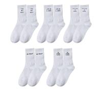 GTYHH 5 Paires De Chaussettes À Lettres Imprimées, Chaussettes Mi-Mollet Douces, Chaussettes De Style Simple, Chaussettes Unisexes Respirantes Et Absorbant La Transpiration