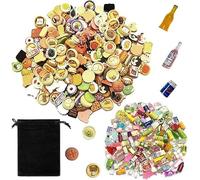 GTYHH 50 Mini Modèles De Nourriture Et De Boisson, 1 Sac De Rangement Noir, Ensemble De, Jeu De Rôle pour Enfants, Jouets Alimentaires Simulés, Cadeaux Intéressants (Styles Aléatoires).