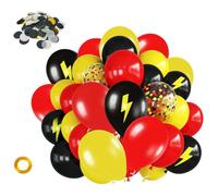 GTYHH 50 Pièces De Ballons À Paillettes Rouges, Noirs Et Jaunes, Confettis Épars De 10 G, avec Ballons Clignotants, Décoration De Fête, Adaptés Aux Anniversaires Et Aux Mariages.