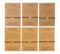 GTYHH 6 Pièces Bracelets Soleil, Lune Et Étoile avec Cartes, Bracelets Simples, Bracelets D'Amitié, Bracelets Mode Et Créatifs, Bracelets en Corde Tressée Réglables