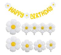 GTYHH 9 Morceaux De Ballons d'oie Et 1 Morceau De Bannière, Ballons De Fleurs Mignons, Ballons Jouets pour Enfants, Drapeaux d'anniversaire Colorés, Fournitures De Décoration De Fête.