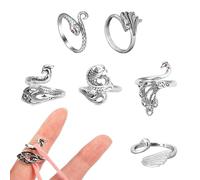 GTYHH Anneau en 6 Parties, Crochet, Anneau Au Crochet, Accessoires De Tricot, Crochet Et Boucle pour Les Doigts, Anneau Tricoté Réglable, Protège-Doigts Tricoté, Guide De Crochet