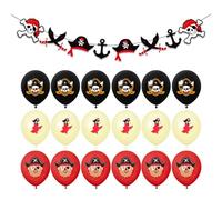 GTYHH Ballons en Latex Pirate 18 Pièces Et Drapeau 1 Pièce, Ballons De Décoration De Fête, Accessoires sur Le Thème des Pirates, Accessoires De Décoration De Fête.