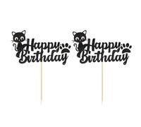 GTYHH Carte d'anniversaire Chat 2 Pièces, Carte Chat Noir, Carte Chat Joyeux Anniversaire, Carte De Décoration De Gâteau Patte, Fournitures De Fête sur Le Thème des Animaux De Compagnie