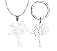 GTYHH Collier Pendentif Arbre 1 Pièce Et Porte-Clés Pendentif Arbre 1 Pièce, Bijoux en Acier Inoxydable, Bijoux Personnalisés Et Polyvalents, Bijoux Simples
