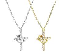GTYHH Collier Pendentif Croix 2 Pièces, Collier De Mode Personnalisé, Collier en Strass, Collier Élé, Collier pour Femmes