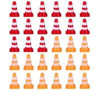 GTYHH Modèle De Cône De Signalisation 30 Pièces, Modèle De Marquage D'Obstacle Routier, Jouets Éducatifs pour Enfants, Panneaux De Signalisation, Accessoires De Micro Paysage Routier