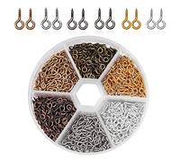 GTYLF 600 pièces/boîte Clous à vis fermés Aiguille à œil de Mouton Accessoires de Bijoux Crochet à Clous en Corne 9 Mots Pendentif à Ongles en Corne Aiguilles à vis pour la Fabrication de Bijoux