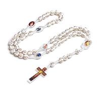 GTYLF Collier chapelet en chaîne de perles avec pendentif croix, chapelet simple en croix catholique pour catholique, chrétien, religieux, plastique, perles uniques, durables et durables