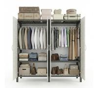 GTYMTTX Penderie Fermée pour Vêtements, Tubes en Acier Robustes et Toile Imperméable, Garde Robe Pliable et Stable, Armoire de Rangement Chambre, 125/150/180x52x178cm (Gris)(Size:180cm)