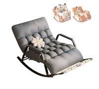 GTYMTTX Rocking Chair, Dossier et Pied réglable, Tissu Résistant aux Griffes, Cadre en Acier Carbone, pour Intérieur et Extérieur, Gris & Orange, 93x111x50 cm, Charge Maximale 250 kg(Color:Gris)
