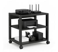 GTYMTTX Support Imprimante à roulettes, Meuble de Rangement Bureau 3 Niveaux, Desserte Mobile sous Bureau pour Imprimante, Scanner et Dossiers, Étagère Métallique Robuste, Noir