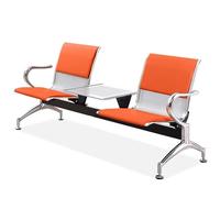 Gtzly Banc 2 Places Acier avec Table, Chaises de réception en Cuir PU avec Accoudoirs, Banc de Hall pour Espace d'Attente à l'Aéroport, Marché, Banque, Hôpital et École(Orange)