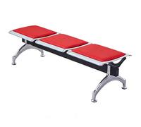 Gtzly Banc 3 Places Acier, Chaises de Réception pour Invités de Bureau sans Dossier, Banc de Mobilier d'Attente pour Aéroport, Banque, Hôpital et Salon(Red)