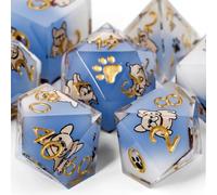 GU BEI TE DND Lot de 7 dés en résine polyédrique à bords tranchants pour jeux de rôle Donjons et Dragons, jeux de table MTG (caniche)