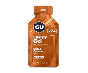 GU ENERGY GEL - Caramel Salé - Boîte de 24 gels - Gel énergétique - Sodium - BCAA - Idéal pendant l'effort 100Kcal