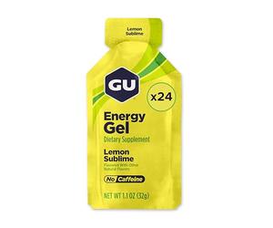 GU ENERGY GEL - Citron - Boîte de 24 gels - Gel énergétique - Sodium - BCAA - Idéal pendant l'effort 100Kcal