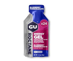 GU ENERGY GEL ROCTANE - Myrtille/Grenade - Boîte de 24 gels - Gel énergétique Longue Distance - Enrichi en Sodium & BCAA - Idéal pendant les efforts long et intenses 100Kcal
