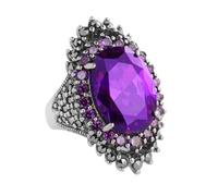 Gu Feng Bague améthyste Vintage réglable Dragon cristal bague en pierres précieuses