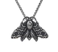 Gu Feng Punk Rétro Tête De Mort Crâne Papillon Moth Pendentif Collier Pour Hommes Garçons En Acier Inoxydable Chaîne Mode Amulette Bijoux